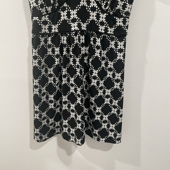 Studio Y Black White Stretchy Waist Tie Short Sleeve Blouse Size Medium M - Picture 3 of 7